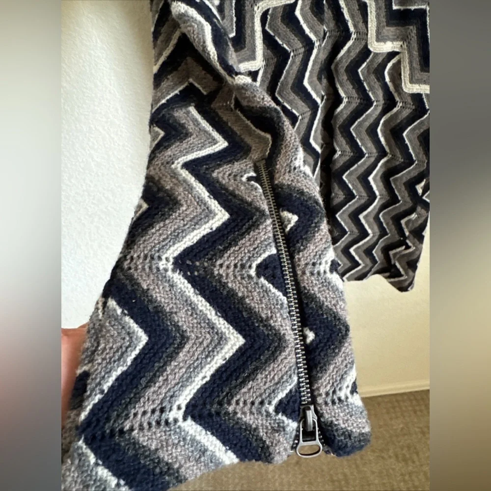 Free People Rhiannon Chevron Wool Blend Bell Sleeve Dress Size Medium